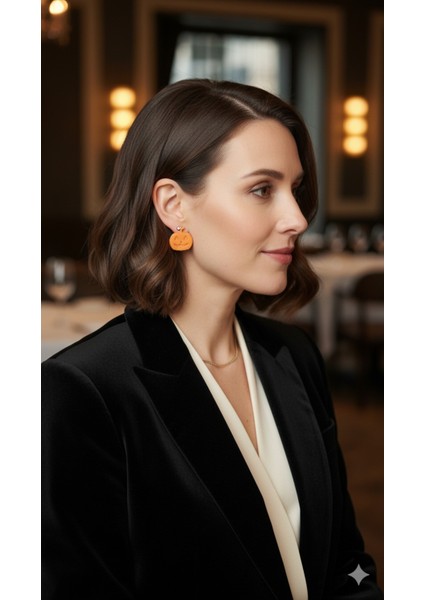 Pumpkie El Yapımı Polimer Kil Küpe – Halloween Kabak Tasarım – Alerji Yapmayan Çelik