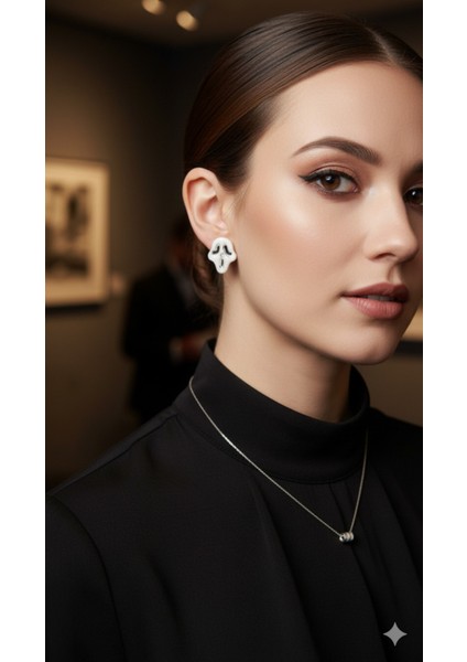 Screamie El Yapımı Polimer Kil Küpe – Mini Korku Maskesi Tasarım – Alerji Yapmayan Çelik