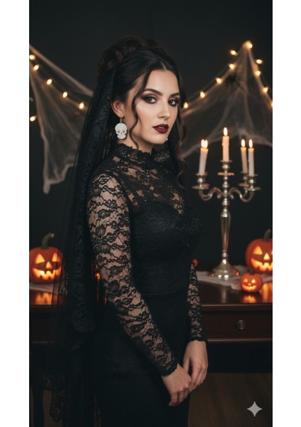 Skull Amour El Yapımı Polimer Kil Küpe – Kalp Gözlü Kafatası Tasarım – Gotik & Sevimli Konsept Küpe modelleri