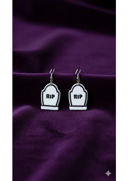 Grave Noir Gotik Tasarım El Yapımı Polimer Kil Küpe – Alternatif Tarz Halloween Konsept Küpe