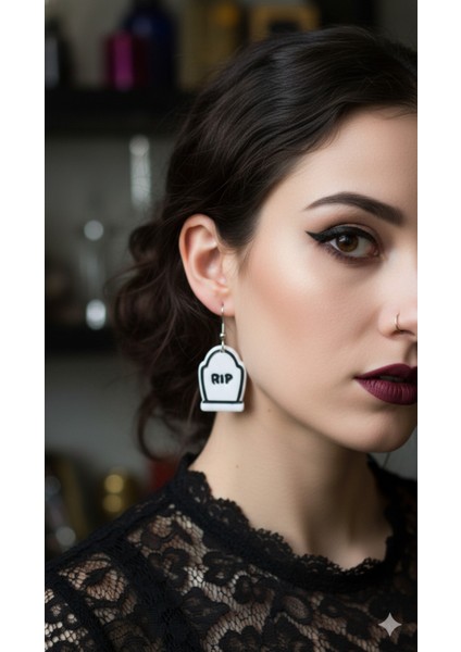 Grave Noir Gotik Tasarım El Yapımı Polimer Kil Küpe – Alternatif Tarz Halloween Konsept Küpe fiyatları