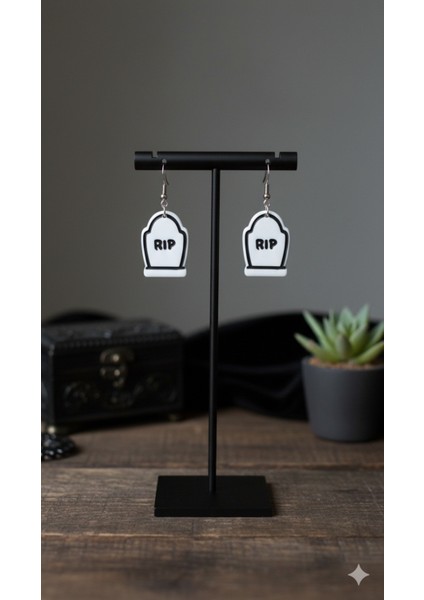 Grave Noir Gotik Tasarım El Yapımı Polimer Kil Küpe – Alternatif Tarz Halloween Konsept Küpe modelleri