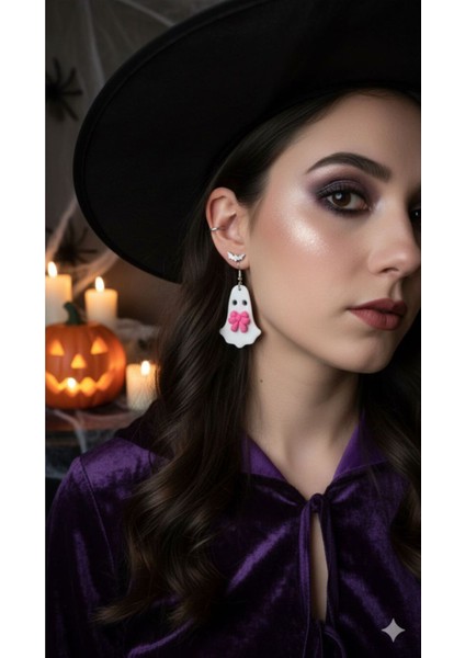 Ghostella Charm El Yapımı Polimer Kil Küpe –sevimli Tasarım Zarif Model – El Yapımı Hediyelik Küpe