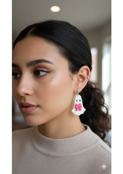 Ghostella Charm El Yapımı Polimer Kil Küpe –sevimli Tasarım Zarif Model – El Yapımı Hediyelik Küpe modelleri