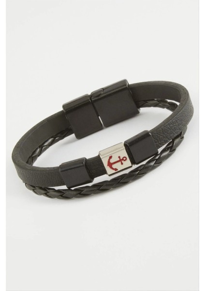 Çapa Kaliteli Mıknatıslı Suni Deri Bileklik