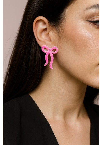 Rosabelle – Pembe Fiyonk Formlu El Yapımı Küpe