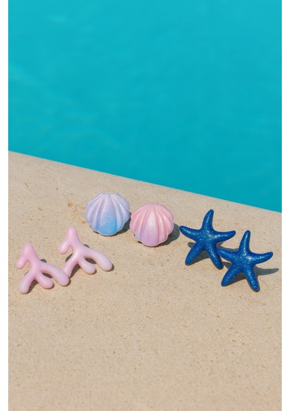 El Yapımı Yaz Koleksiyonu Deniz Temalı Küpe Seti – Deniz Yıldızı, Mercan Dalı, Deniz Kabuğu Tasarım