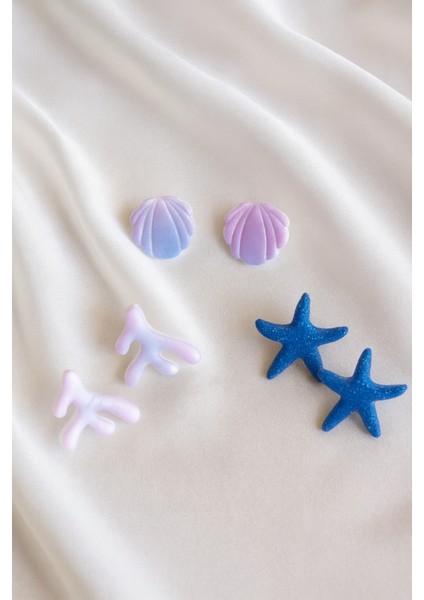 El Yapımı Yaz Koleksiyonu Deniz Temalı Küpe Seti – Deniz Yıldızı, Mercan Dalı, Deniz Kabuğu Tasarım modelleri