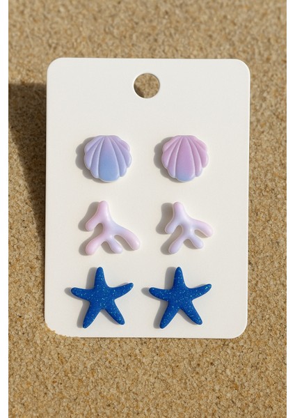 El Yapımı Yaz Koleksiyonu Deniz Temalı Küpe Seti – Deniz Yıldızı, Mercan Dalı, Deniz Kabuğu Tasarım fırsatları