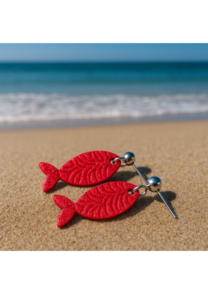 Marina El Yapımı Balık Figürlü Polimer Kil Küpe – Mavi & Kırmızı Renk Seçenekleri, Işıltılı fiyatları