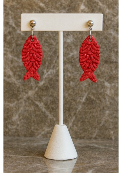 Marina El Yapımı Balık Figürlü Polimer Kil Küpe – Mavi & Kırmızı Renk Seçenekleri, Işıltılı modelleri