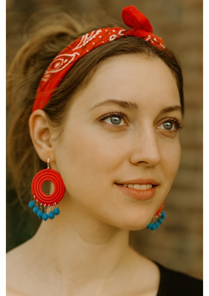 Camila Kırmızı & Mavi El Yapımı Yazlık Küpe – Lu Atelier