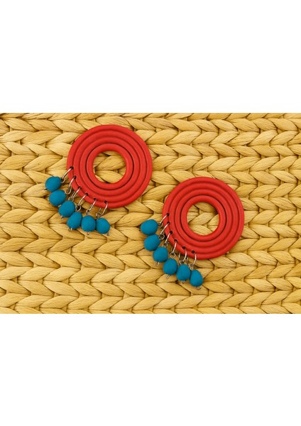 Camila Kırmızı & Mavi El Yapımı Yazlık Küpe – Lu Atelier fiyatları