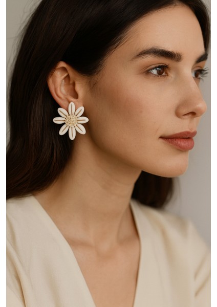 Amélie Daisy Çiçek Küpe - El Yapımı Polimer Kil Küpe, Hafif ve Zarif Yaz Aksesuarı