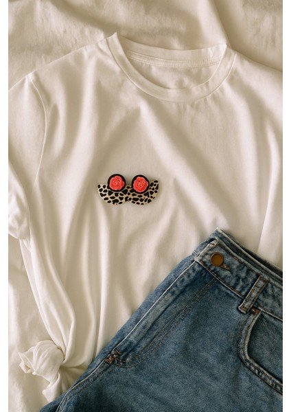 Helia – El Yapımı Leopar Desenli Gül Detaylı Küpe | Lu Atelier fırsatları