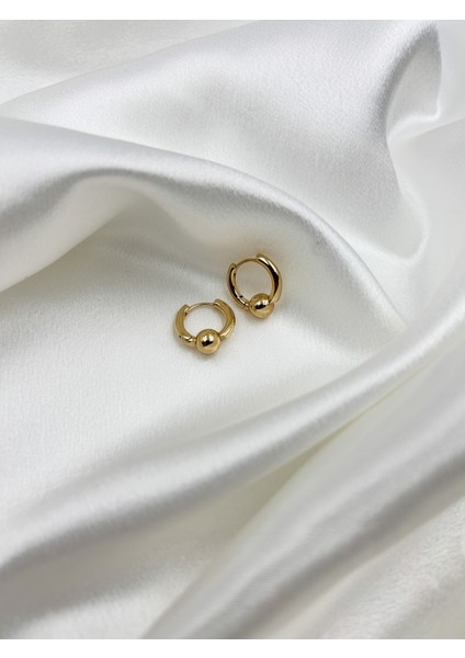 Fıora Yuvarlak Taşlı Gold Paslanmaz Çelik Küpe modelleri