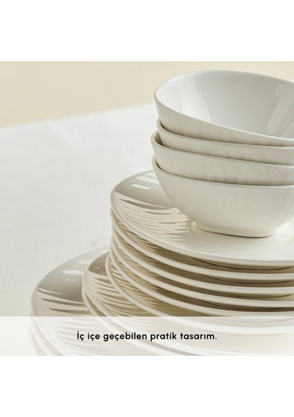 26 Parça 6 Kişilik Beyaz Sade Desenli Porselen Kahvaltı Takımı – Bulaşık Makinesi ve Mikrodalga Uyumlu
