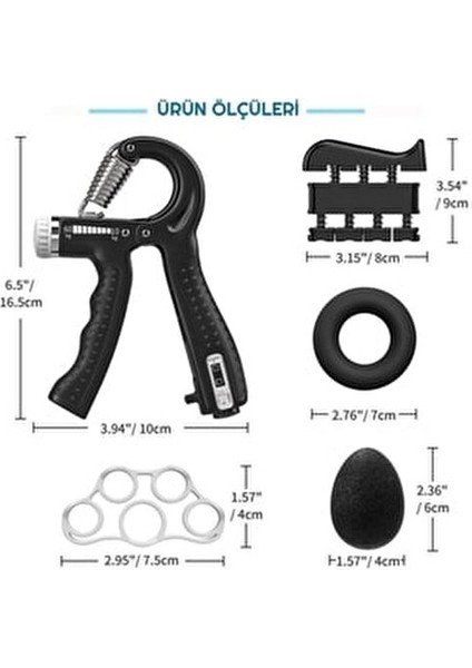 Ayarlanabilir Dirençli El Egzersiz Yayı Seti 5-60KG Kaymaz Tutamak ve Sayaçlı