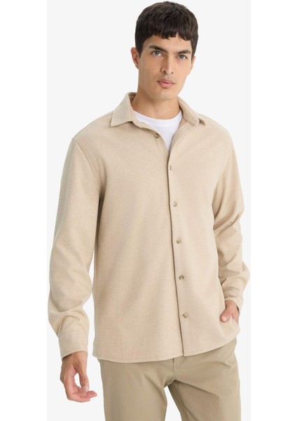 Regular Fit Polo Yaka Twill Uzun Kollu Gömlek