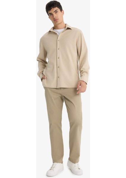 Regular Fit Polo Yaka Twill Uzun Kollu Gömlek fiyatları