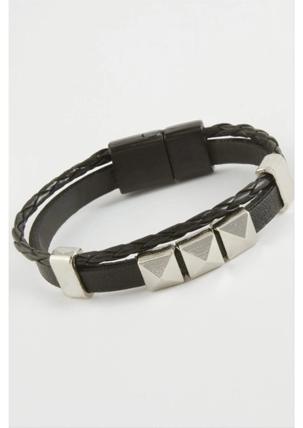 Prizma Kaliteli Mıknatıslı Suni Deri Bileklik