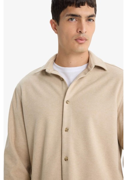 Regular Fit Polo Yaka Twill Uzun Kollu Gömlek fırsatları