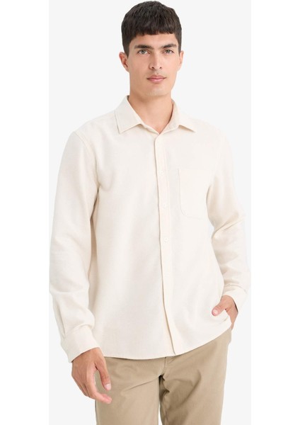 Regular Fit Polo Yaka Pamuklu Uzun Kollu Gömlek E8181AX25AU modelleri