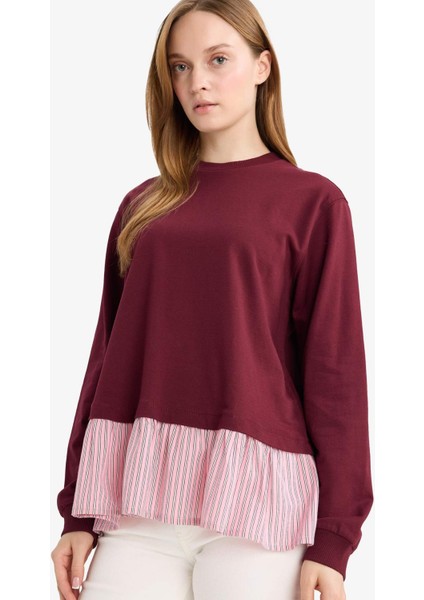 Regular Fit Bisiklet Yaka Etek Ucu Detaylı Sweatshirt Tunik F3293AX25WN