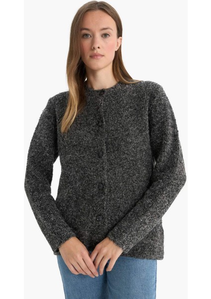 Regular Fit Bisiklet Yaka Triko Düğmeli Hırka F1103AX25AU fırsatları