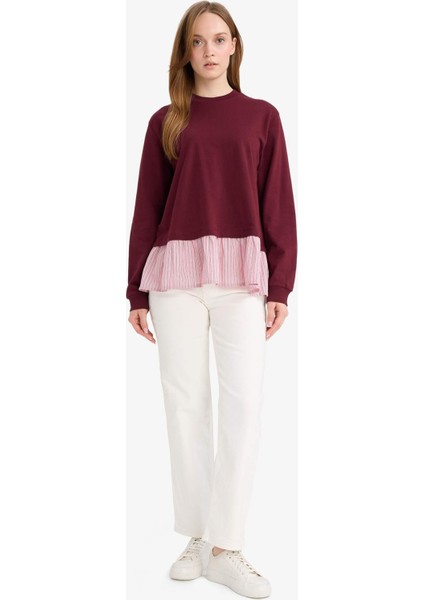 Regular Fit Bisiklet Yaka Etek Ucu Detaylı Sweatshirt Tunik F3293AX25WN fiyatları