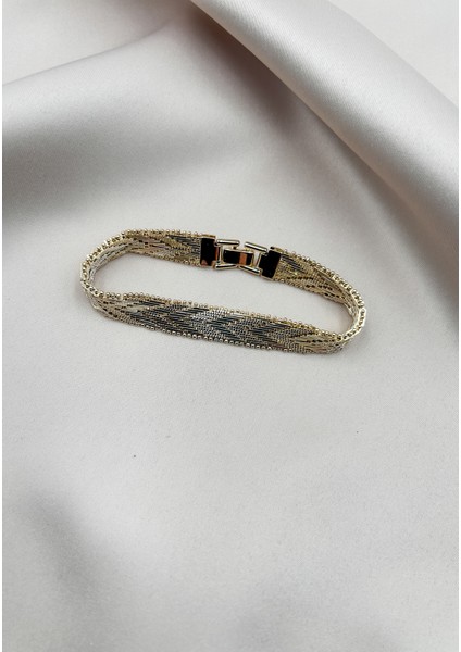 Ince Boy Zarif Hasır Bileklik Vintage 14 K Gold Renk 19 cm Kararmaz modelleri