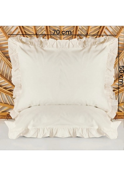 Soft Basic Fırfırlı 2'li Yastık Kılıfı - Ekru - 50X70 cm