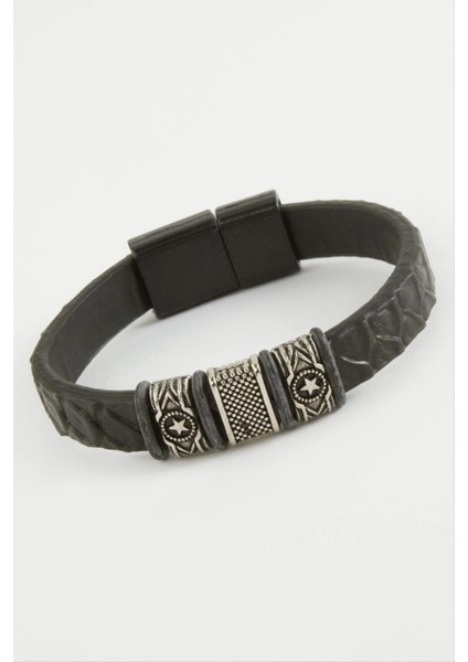 Yıldız Kaliteli Mıknatıslı Suni Deri Bileklik