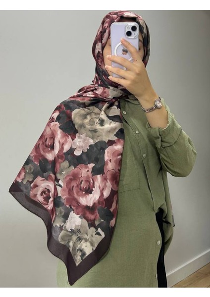 Bordo Winter Bloom Soft Şal