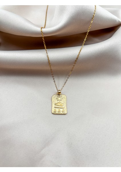 Fıora Gold Kaplama Tarot Kolye Ucu Ayarlanabilir Gold Zincir