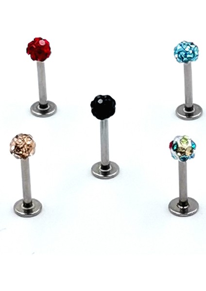 Renkli Taşlı Çelik 5 Adet Kaş Tragus Piercing fırsatları