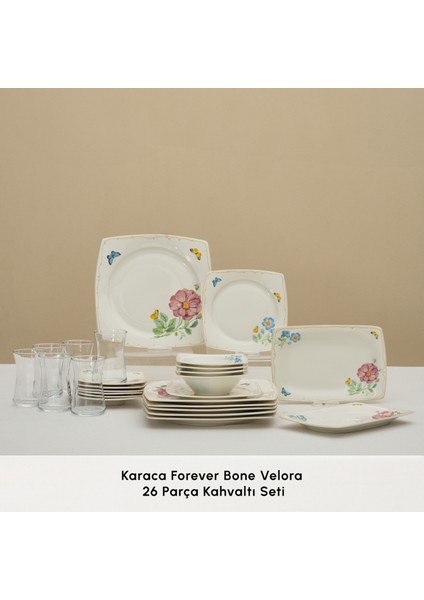 Forever Bone Velora 26 Parça 6 Kişilik Kahvaltı Takımı modelleri