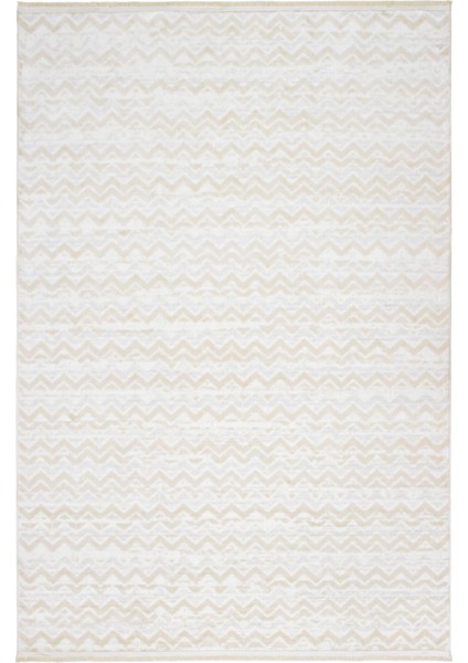 Serina Kadife Dokuma Halı | Kaymaz Tabanlı | Makinede Yıkanabilir | Modern Halı | Krem |SRN02