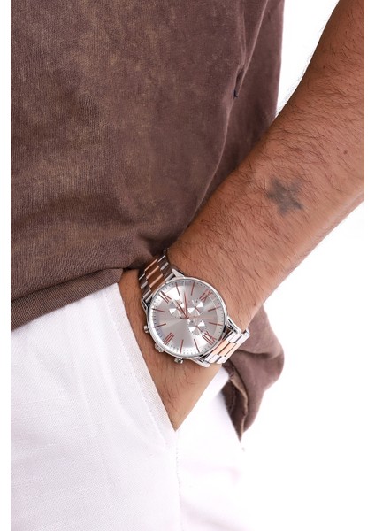 Premium Infinity Ipc Kaplama Gümüş Rose Erkek Kol Saati