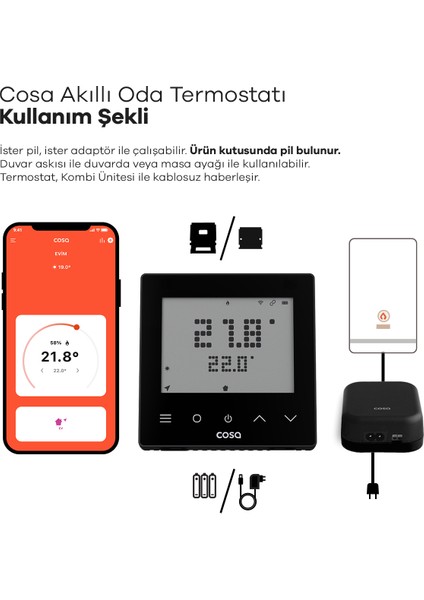 Akıllı Oda Termostatı Kablosuz Kombi Kontrolü V5
