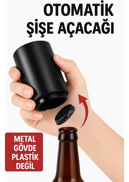 Mekanik Manyetik Meşrubat Kapak Açacağı Bas Çek Mıknatıslı Şişe Metal Kapak Açacak