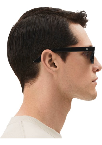 Siyah Renkli Asetat Çerçeveli Dikdörtgen Güneş Gözlüğü 133083