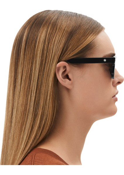 Siyah Renkli Asetat Çerçeveli Dikdörtgen Güneş Gözlüğü 133083