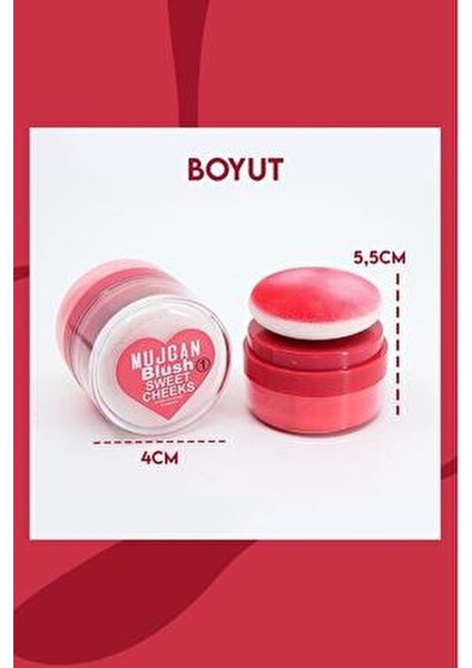 Tekli Simli Allık Kırmızı Renk Yoğun Pigmentasyon ve Uzun Süre Kalıcı 5,5x4 cm