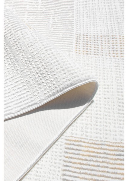 Aden Serni Kadife Dokuma Halı |kaymaz Tabanlı Makinede Yıkanabilir Halı |modern Salon Halısı |BEYAZ|SNI01 modelleri