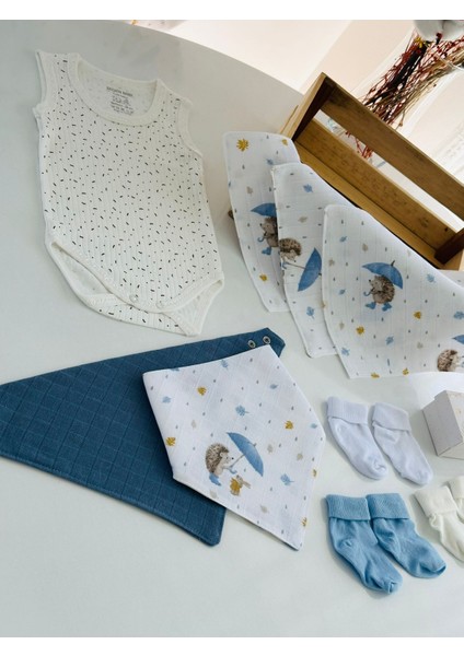 Ftbabycollection Müslin & Bambu Yenidoğan Hediye Seti (Battaniye, Mendil, Önlük, Zıbın, Çorap) fırsatları