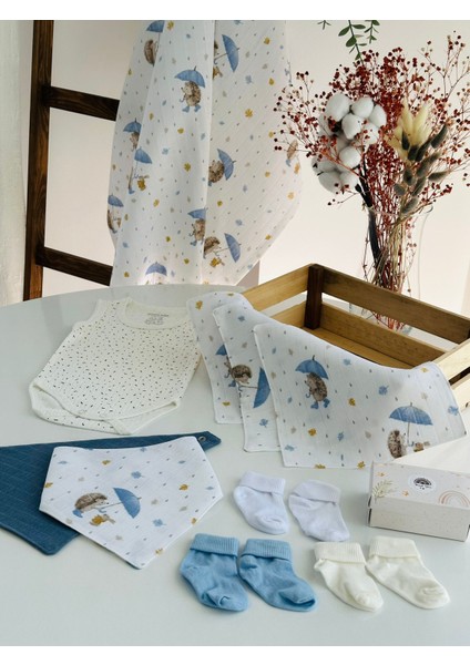 Ftbabycollection Müslin & Bambu Yenidoğan Hediye Seti (Battaniye, Mendil, Önlük, Zıbın, Çorap) fiyatları