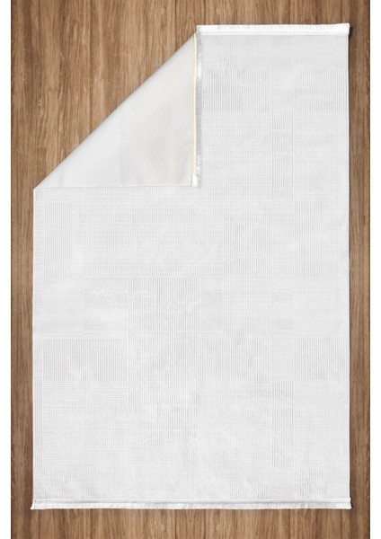 Aden Serni Kadife Dokuma Halı |kaymaz Tabanlı Makinede Yıkanabilir Halı |modern Salon Halısı |BEYAZ|SNI01