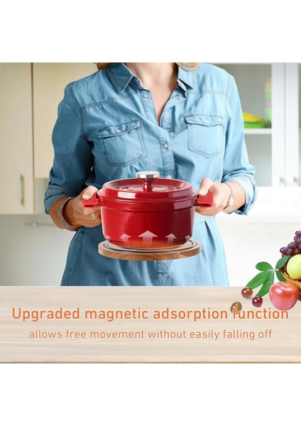 2 Adet Manyetik Ahşap Trivetler, Siyah Silikon Halkalar, Le Creuset Emayelli Dökme Demir Hollandalı Fırın Için Manyetik Pot Tutucu (Yurt Dışından) fiyatları