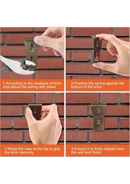 24PCS Tuğla Duvar Klipsleri Tuğla Kanca Klipsleri Çelik Tuğla Askı Ağır Hizmet Tipi Metal Askıları Açık Havada Asılı (Yurt Dışından) fırsatları